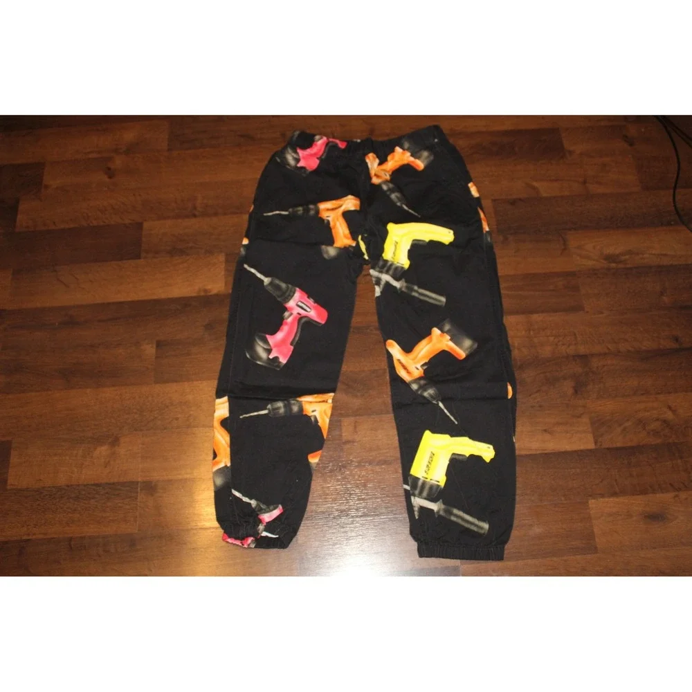 Supreme Drill Skate Pants All Over Print Black Utility Joggers Size Small Carpen - Picture 2 of 10